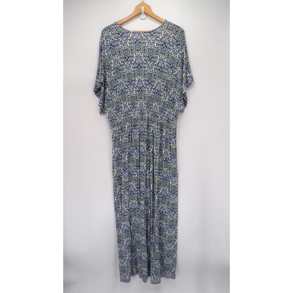 Boden Smocked Waist Jersey Maxi Dress Linseed Vine Terrace Print Size US 14R - Picture 2 of 4